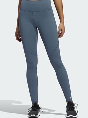 adidas Teal-Blue High-Waist Athletic Leggings